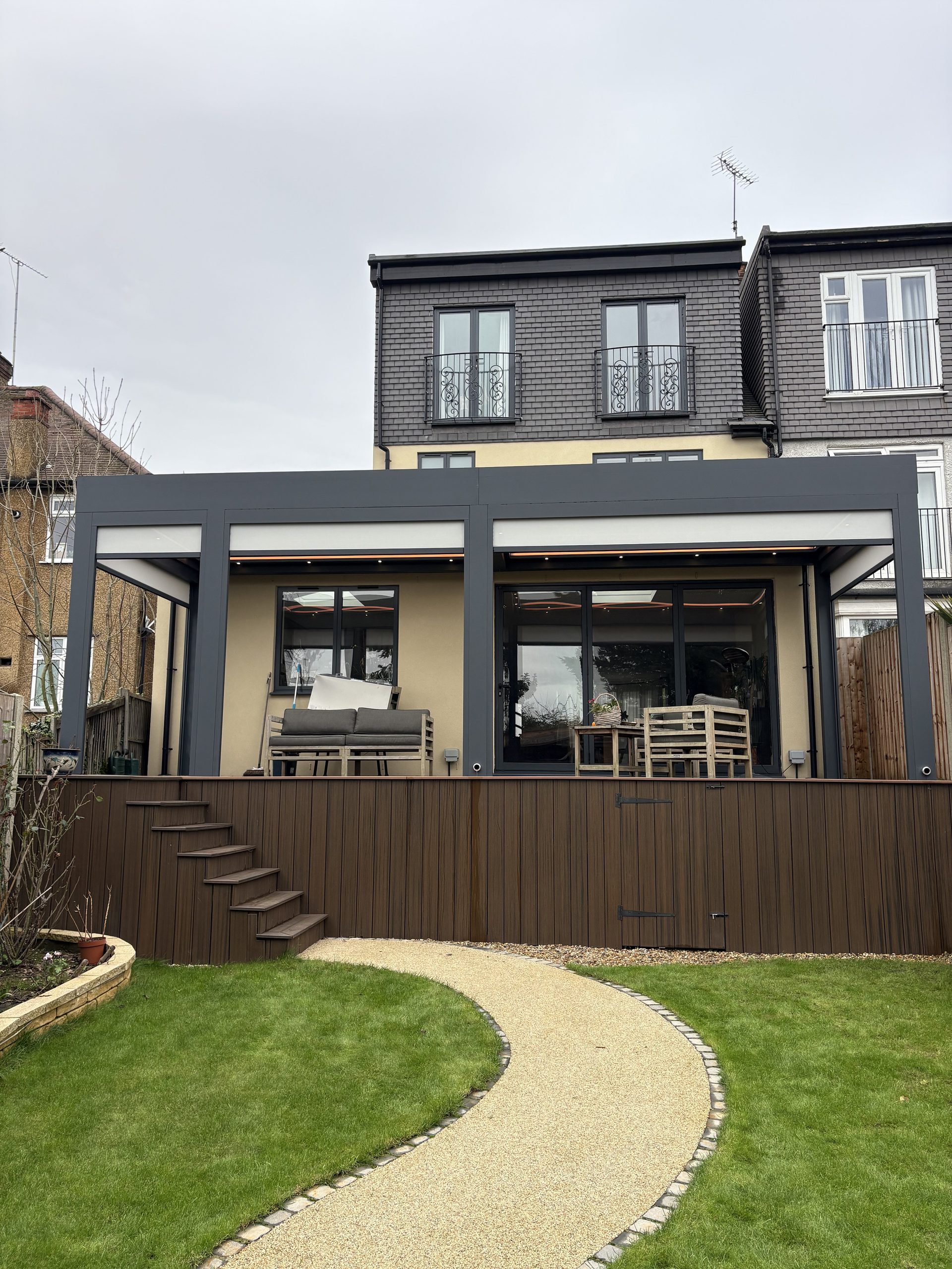 Glass pergola interior